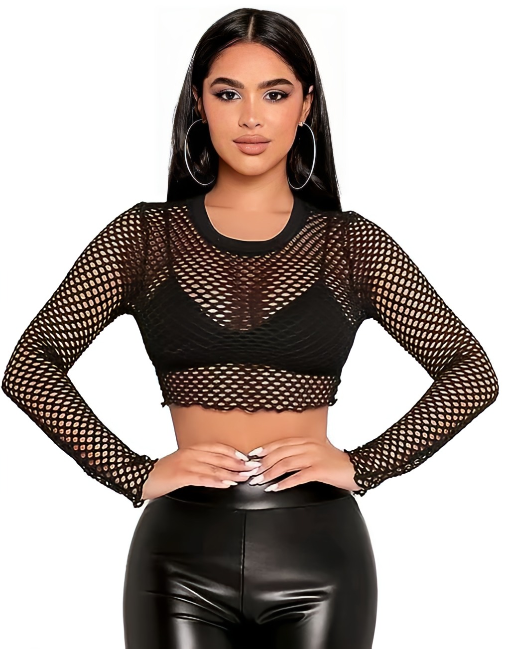 Net Crop Top - Black, XXS, Free