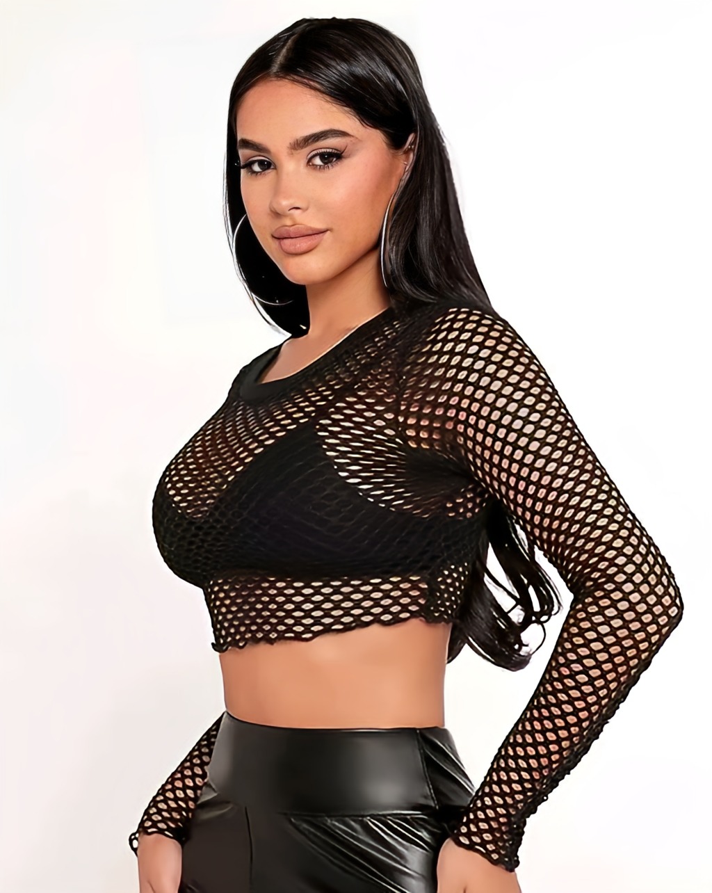 Net Crop Top - Black, XXS, Free