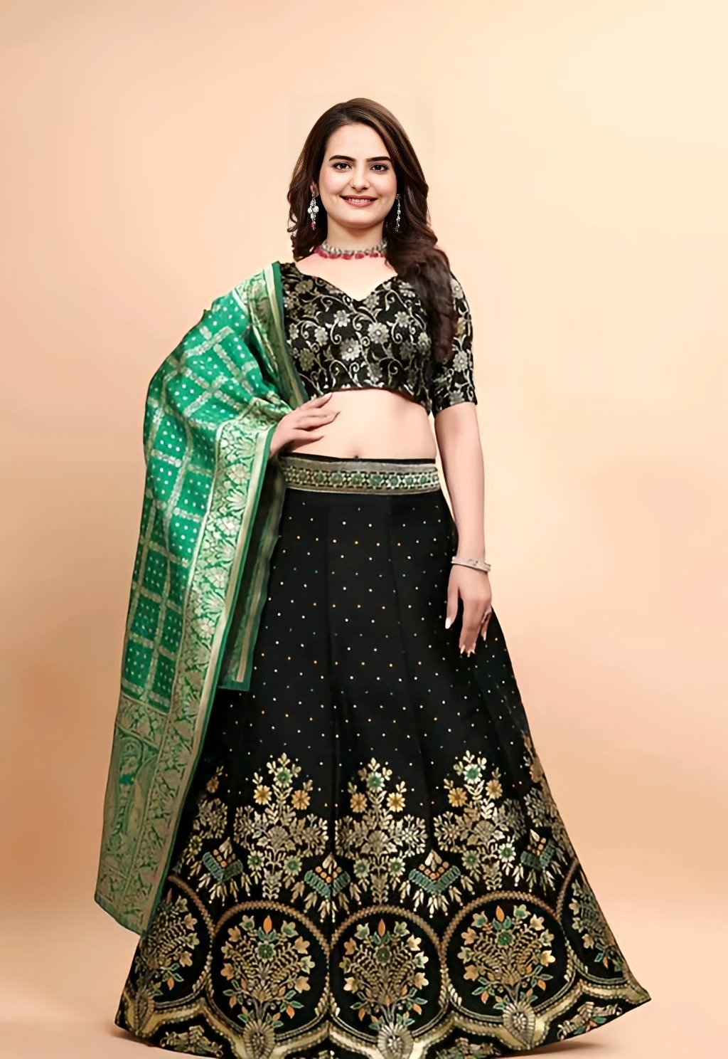 Art Silk Lehenga - Green Haze, Free Size, Free