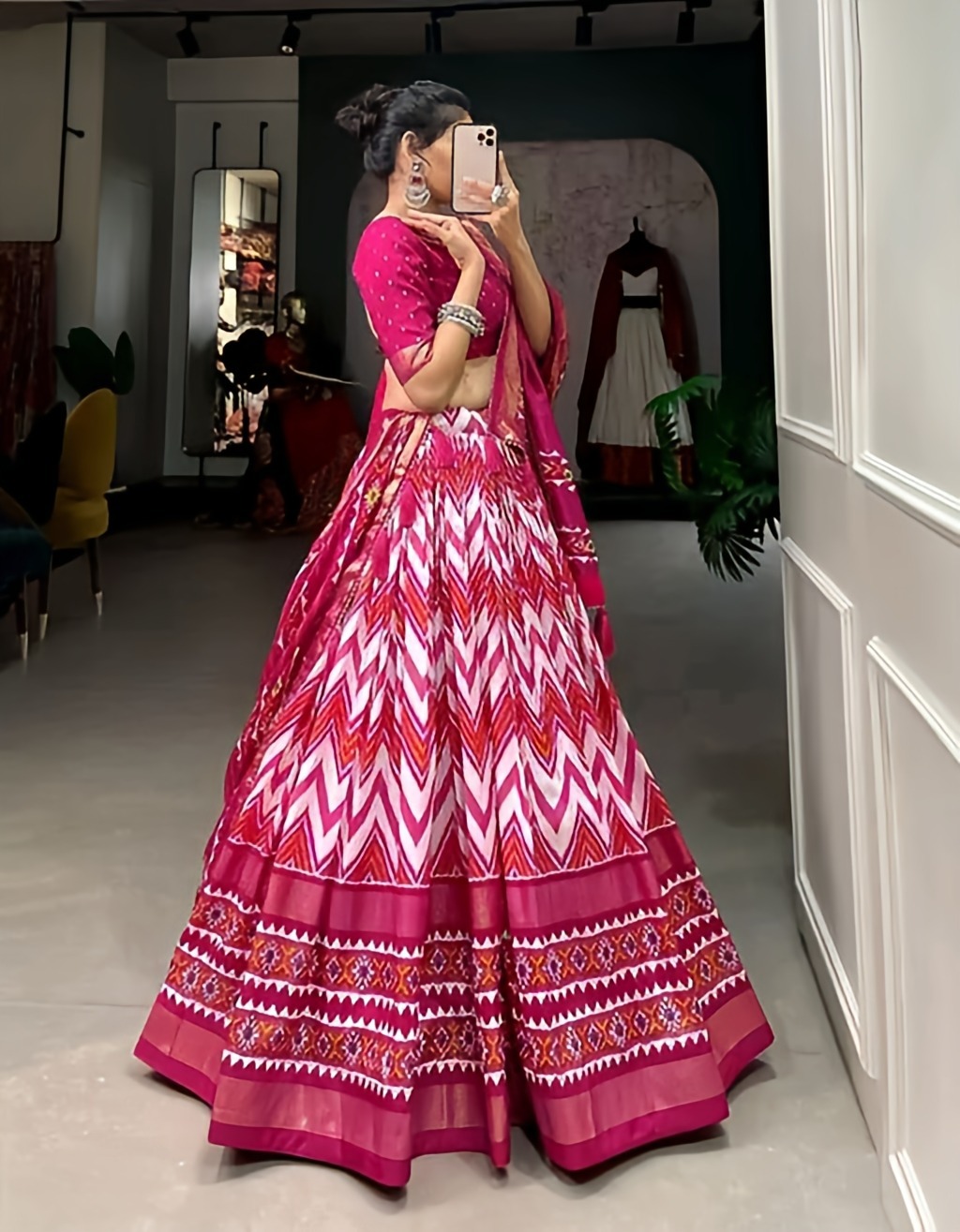 Silk Lehenga - Razzmatazz, Free Size, Free