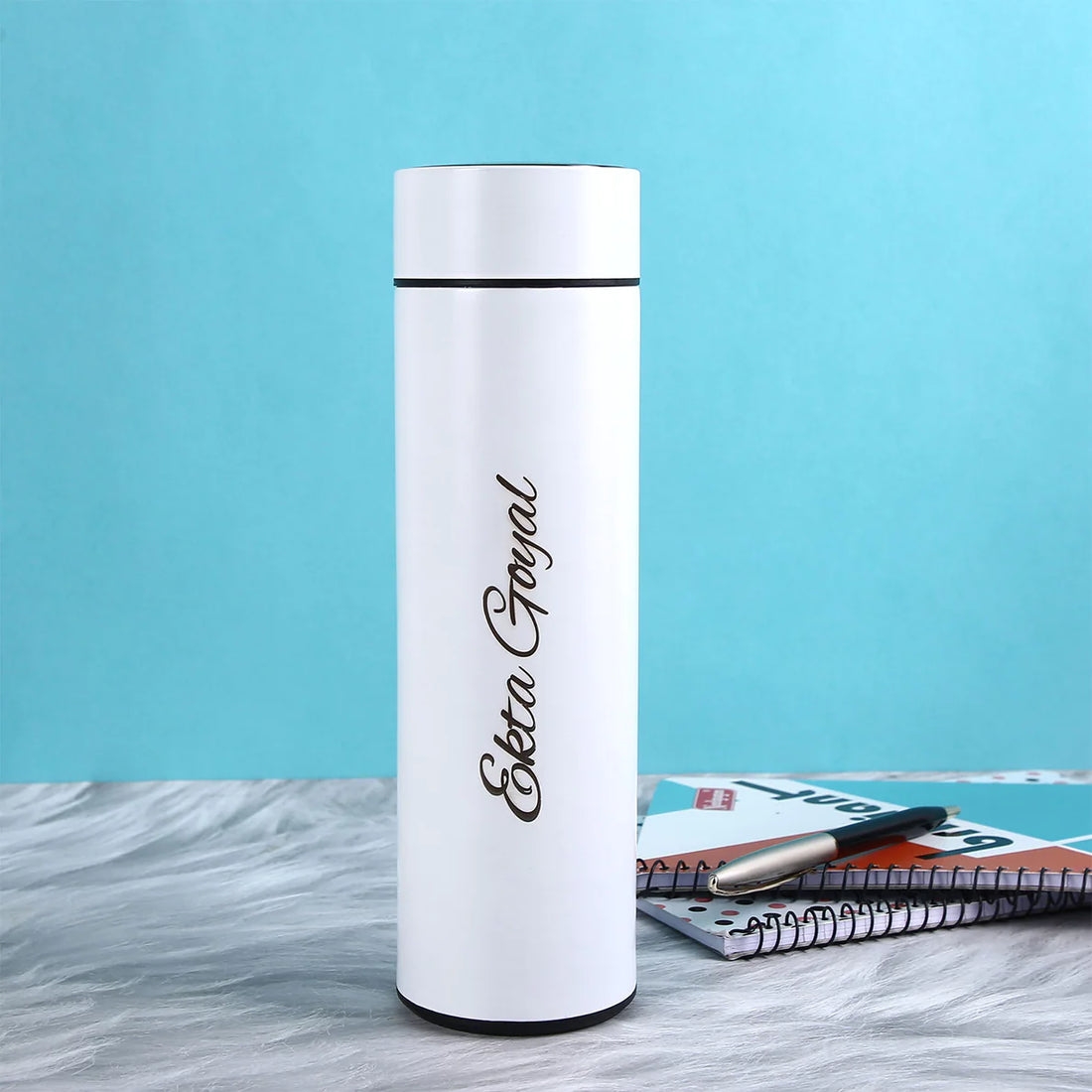 Personalized Temperature Bottle With Smart Display  - White