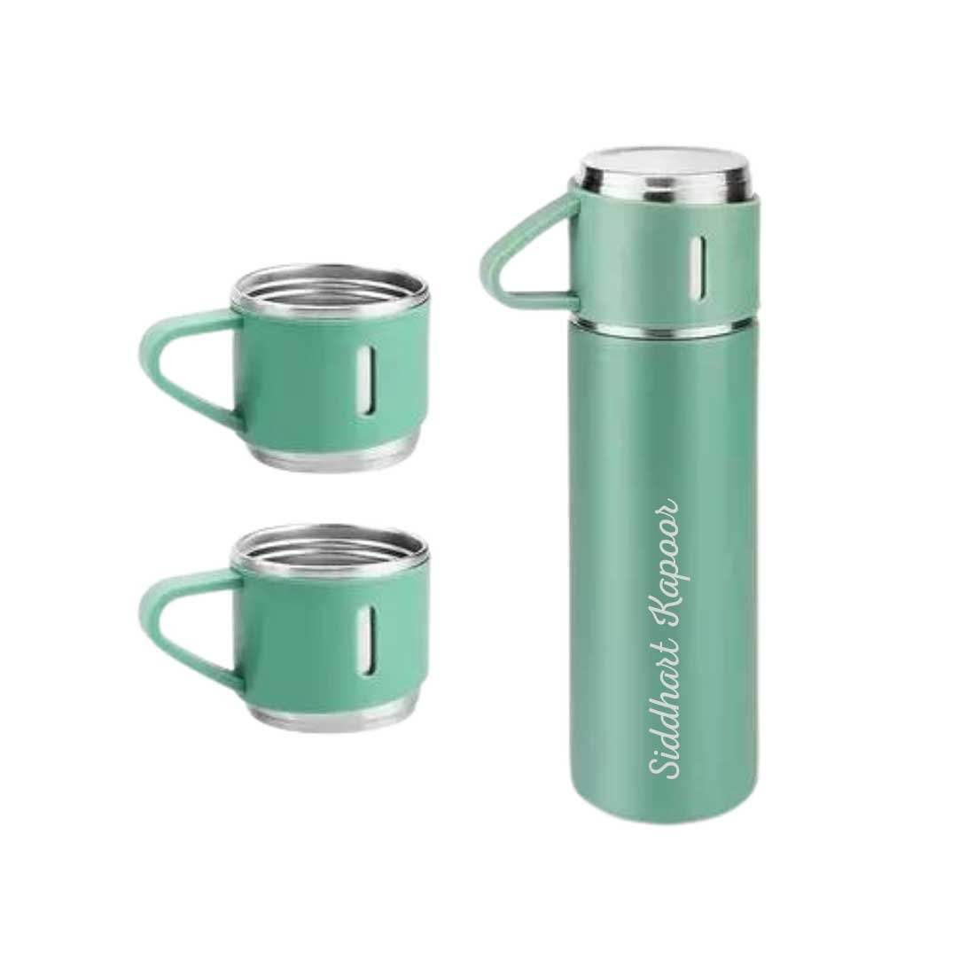 Personalized Thermos Cup For Tea Flask Gift Box Set Stainless Steel Flask  - Mint Green