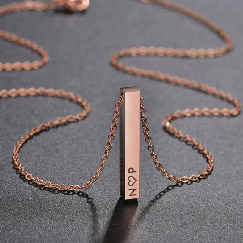 Personalized Unisex Jewelery Pendant Engraved Necklace  - Rose gold