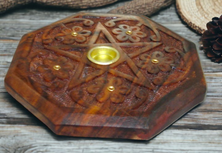 Zain R Creation Cone Holder / Incense Holder with Brass Inlay - 5''