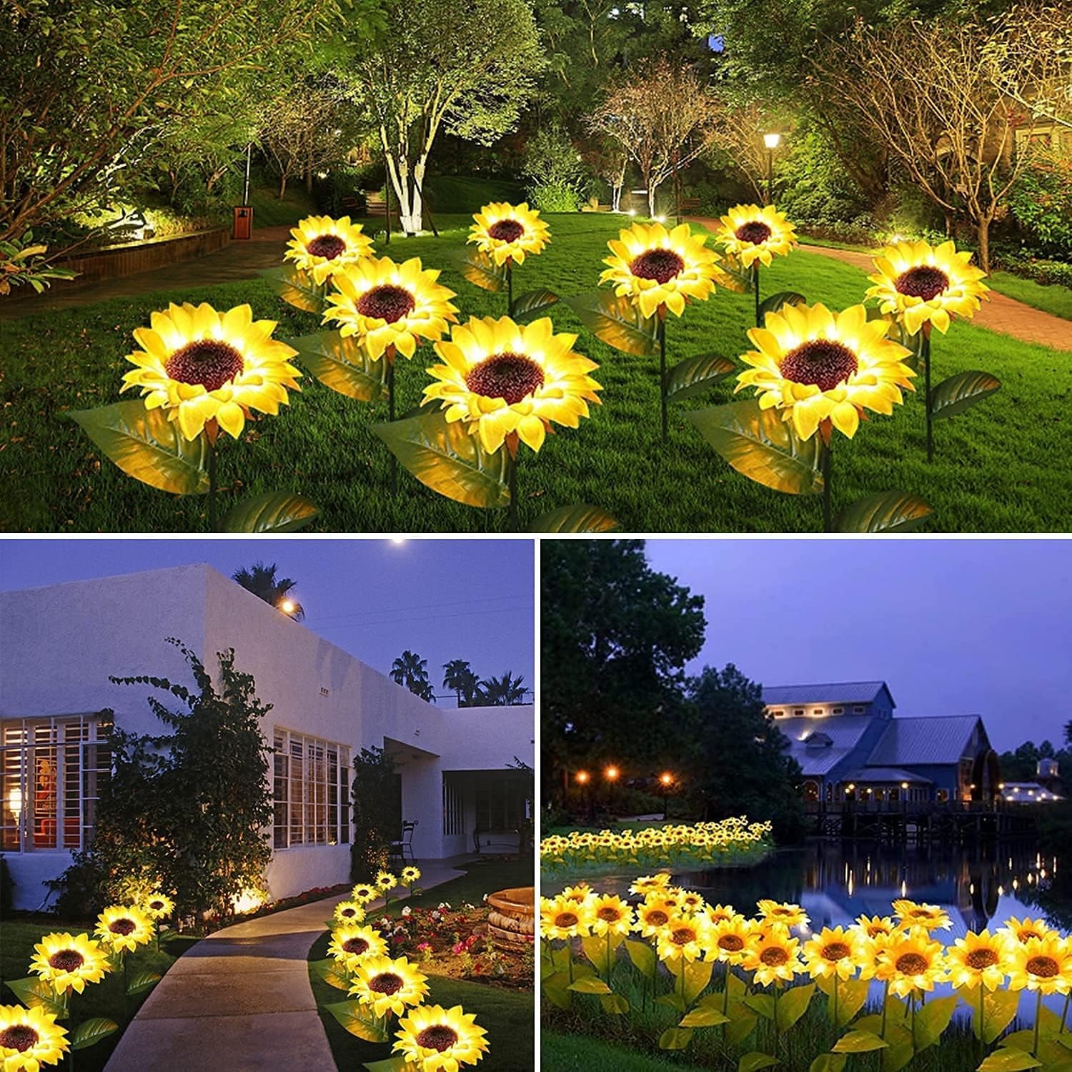 Sunflower Outdoor Solar Lights | LED Light | with Flash Mode | Starburst Swaying Solar Garden Light, Warm Garden Light | Outdoor Decoration | Waterproof | Path Lights for Pots, Balcon, Pathway - 0.500