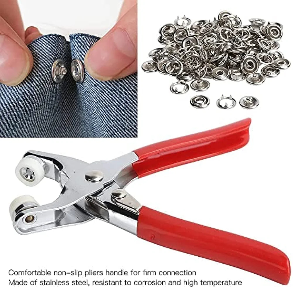 Button Thickened Snap Fasteners Kit Metal Copper Five Claw Buckle Set with Hand Pressure Pliers Tool DIY Sewing Buttons Set for Clothing Sewing and Crafting