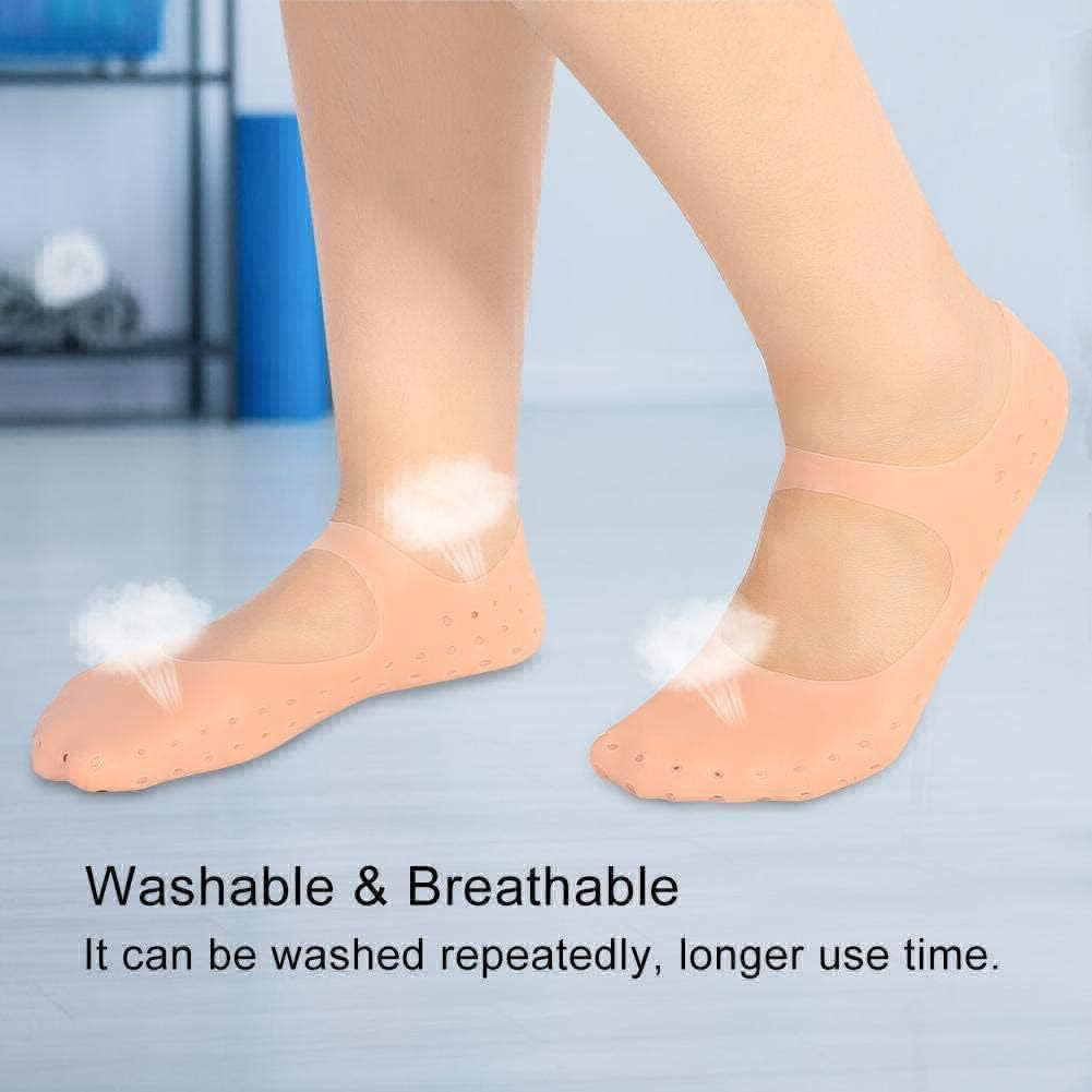 Smiling Foot Silicone Socks, Moisturising Gel Socks Foot Anti-cracking Protector Foot Care Tool Prevention Socks for Dry Feet Ankles Cracked Heel Repair Foot Care Socks for Women Men (FULL HEEEL)