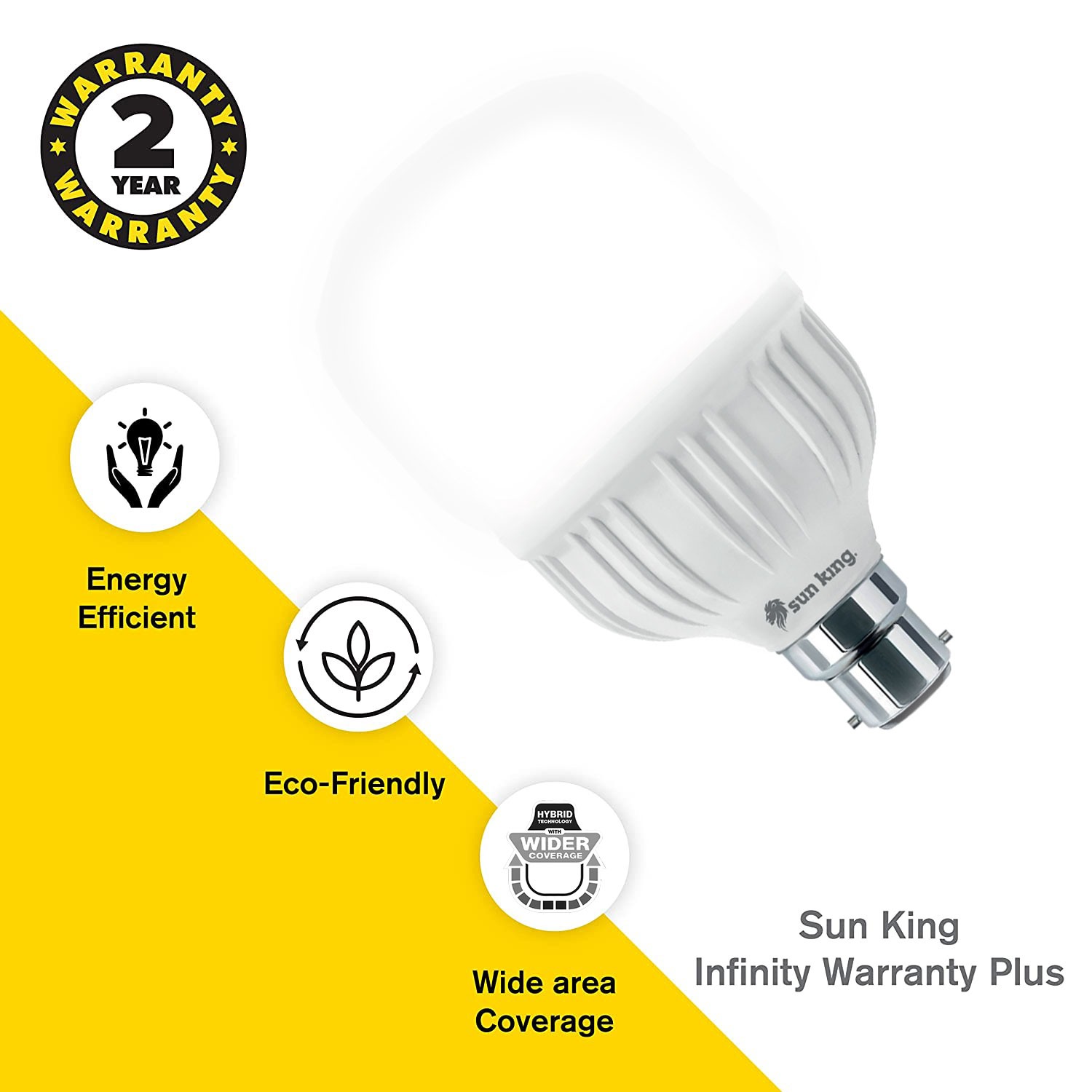 SUN KING - LED Bulb | Infinity Warranty Plus 20 W LED Energy Efficient Bulb , Pack Of 5