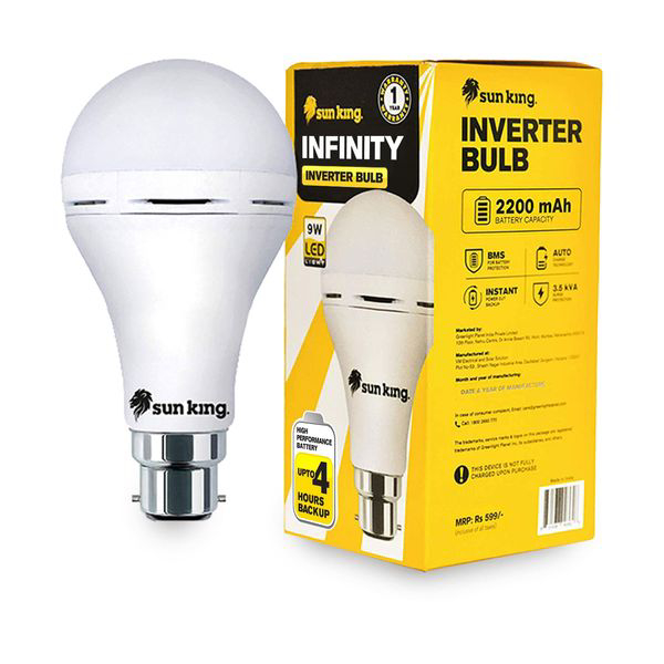 SUN KING Infinity 9W LED Light Inverter Rechargeable Bulbs , Pack Of 4