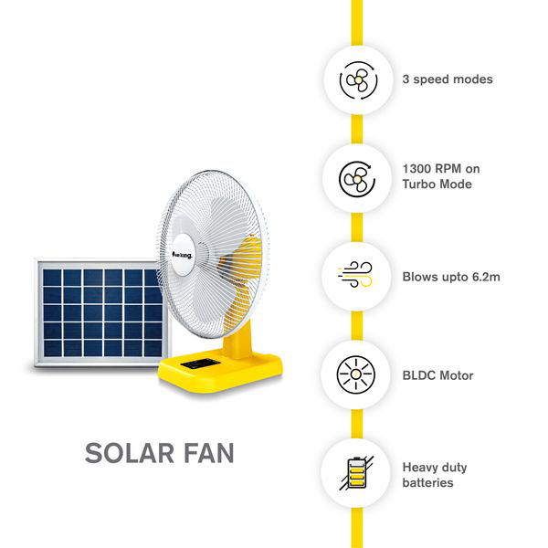 SUN KING - Solar Powered Table Fan 