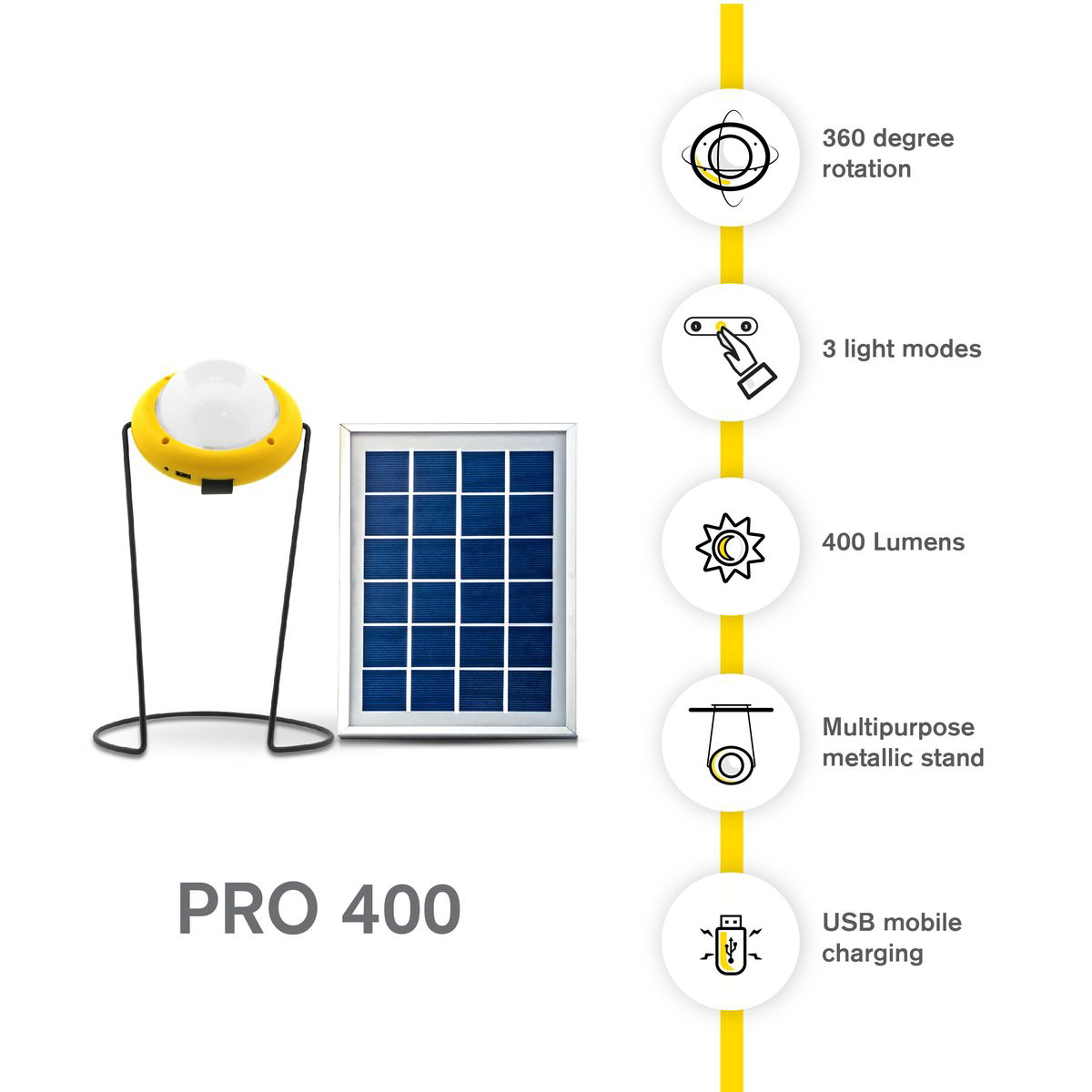 SUN KING - Pro 400 | Super Bright Emergency Solar Light with USB Mobile Charging