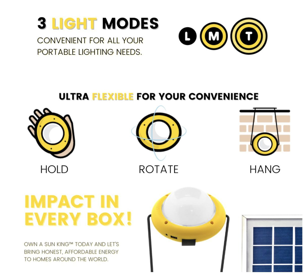 SUN KING - Pro 400 | Super Bright Emergency Solar Light with USB Mobile Charging