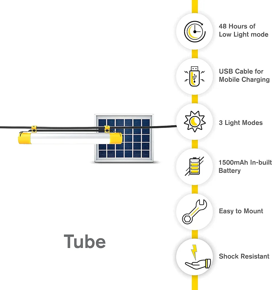 SUNKING - Portable Solar Tube Light With USB Mobile Charging 