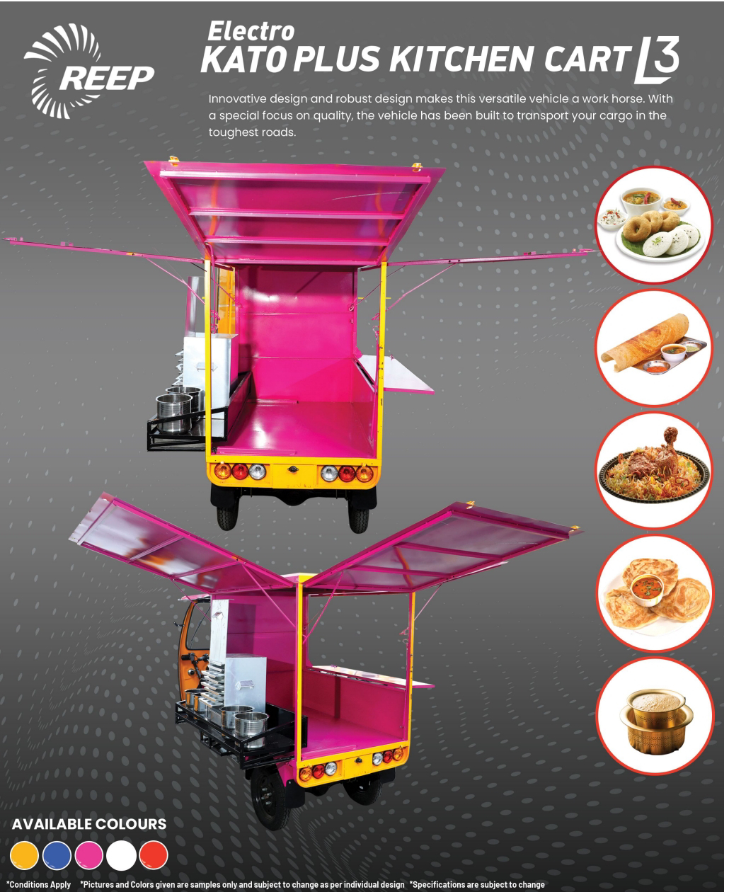 REEP electro kato plus kitchen cart L3 , 90 KILOMETER PER CHARGE