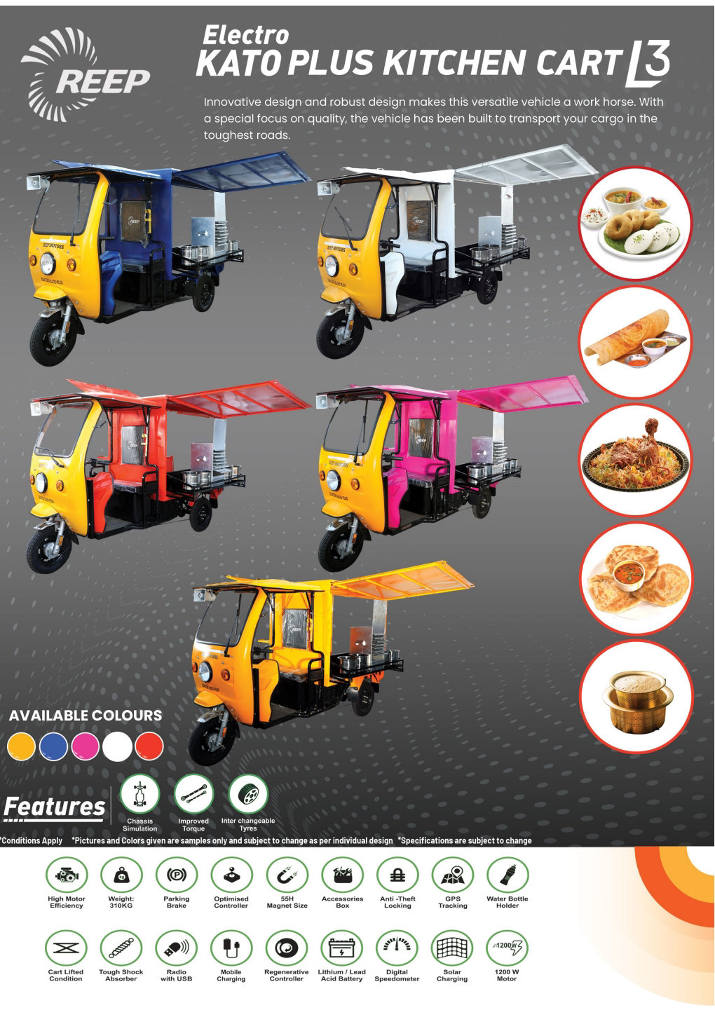 REEP electro kato plus kitchen cart L3 , 90 KILOMETER PER CHARGE