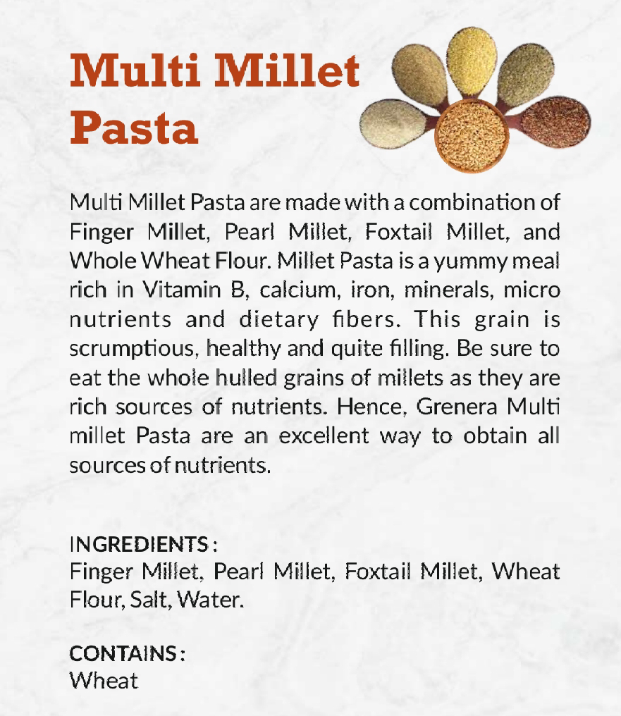 HEALTHY & TASTY PASTA - pack of 7 (carrot,beetroot,moringa,multimillet,wheat,Tomato & multimillet vermiceli - WHEAT