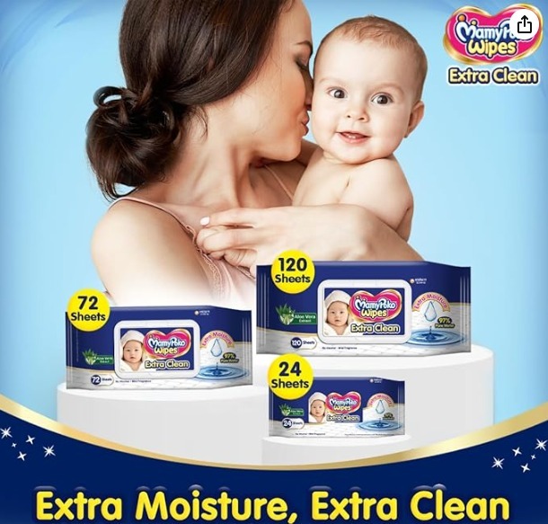 MamyPoko baby Wipes Extra Clean- Coconut Aloe, 72 sheet