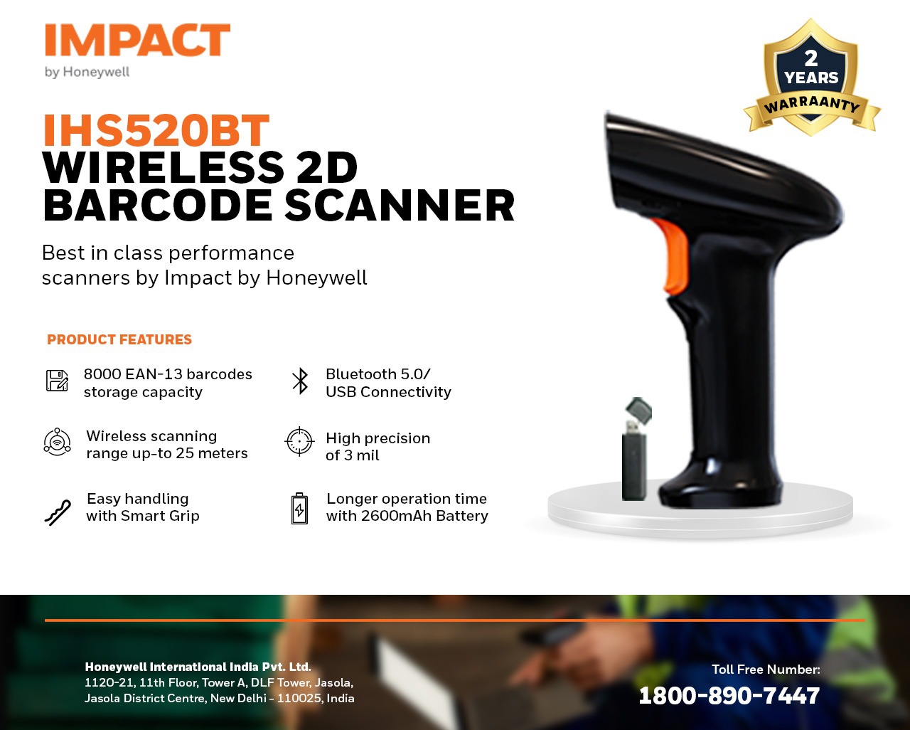 Handheld IHS 520BT WIRELESS IMPACT SCANNER, Bluetooth (Wireless), 2D Area  Imager at Rs 6500 in Mumbai