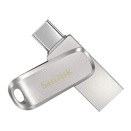SanDisk Ultra Dual Drive Luxe 32GB (USB + Type C ) Flash Drive (Silver,)