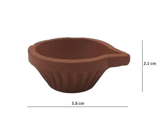 Clay Small Diya (5.8 cm x 5 cm x 2.1 cm) - 6