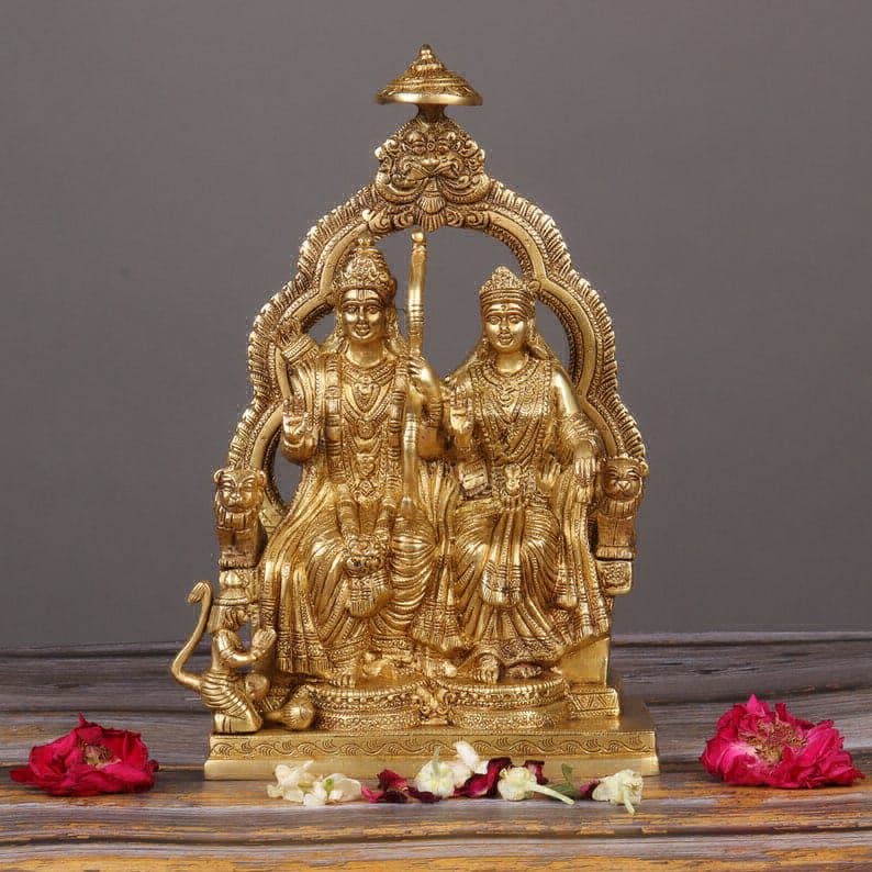 Lord Rama with Goddess Sita and Hanumaji ( Brass)