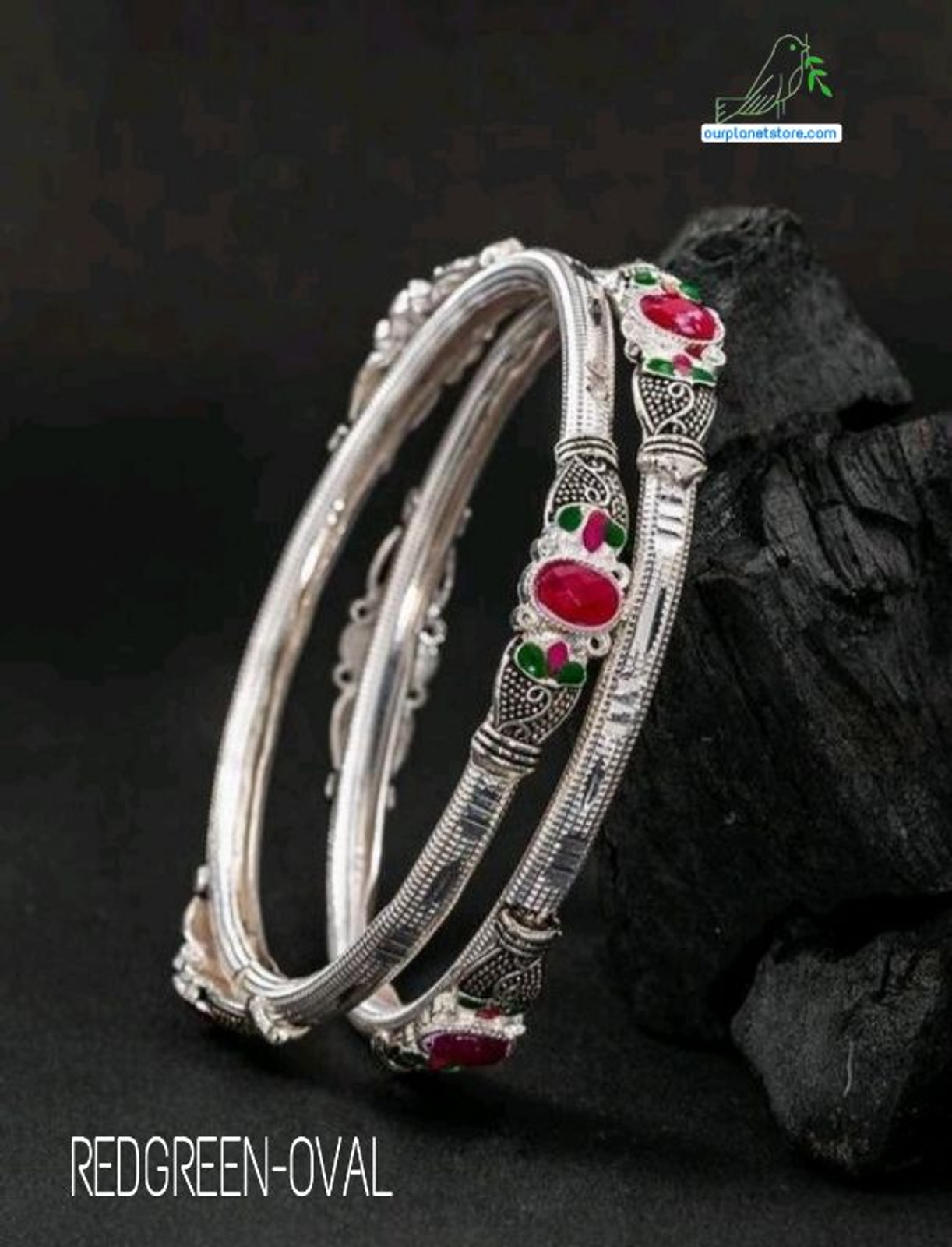 Beautiful Colourful Silver Oxidised Bangle - 2.8