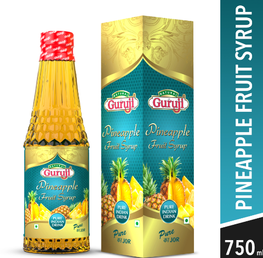 GURU JI Pineapple Fruit Syrup - Pineapple, 750 ML