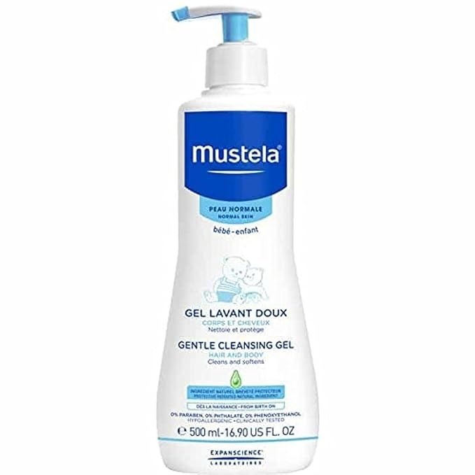 Mustela Gentle Cleansing Gel for Hair and Body - 500ml (16.90oz) - Gentle Care for Baby's Skin and Hair