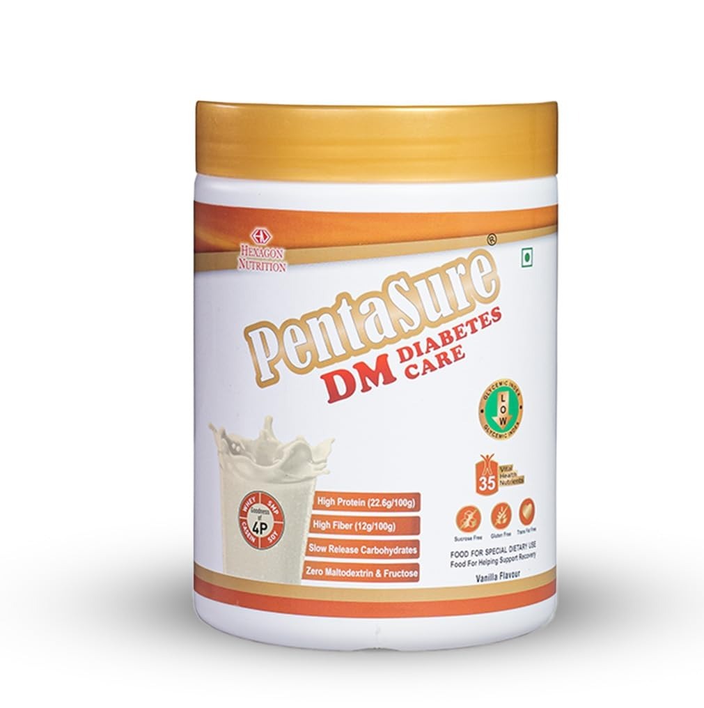 PentaSure DM – Diabetes Care Nutrition Drink to help manage Blood Sugar levels| Vanilla Flavor| 1 KG | 4 Proteins| High Fiber & Zero Maltodextrin