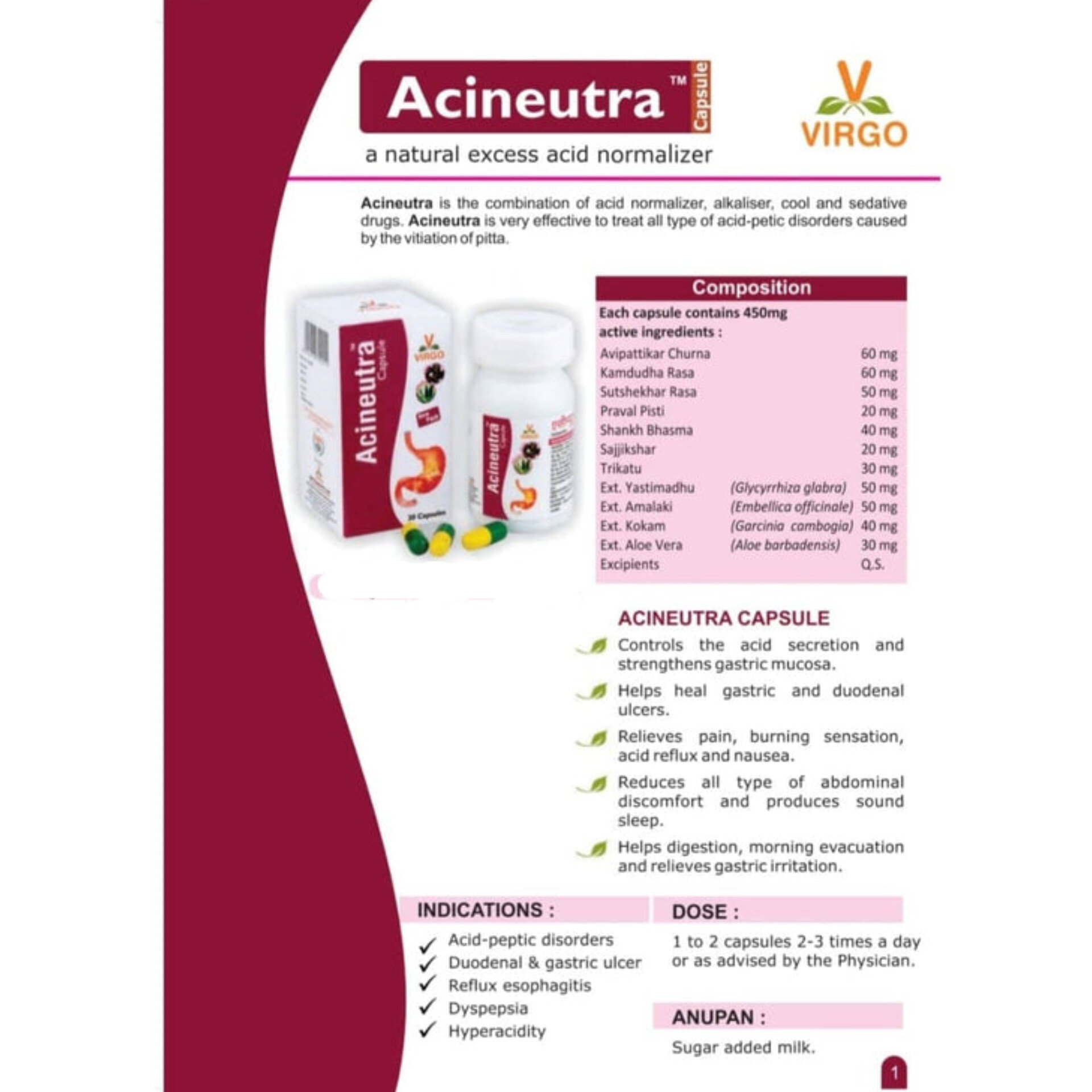 VIRGO UAP PHARMA ACINEUTRA CAPSULE एसीन्यूट्रा कैप्सूल - 30 CAPSULE