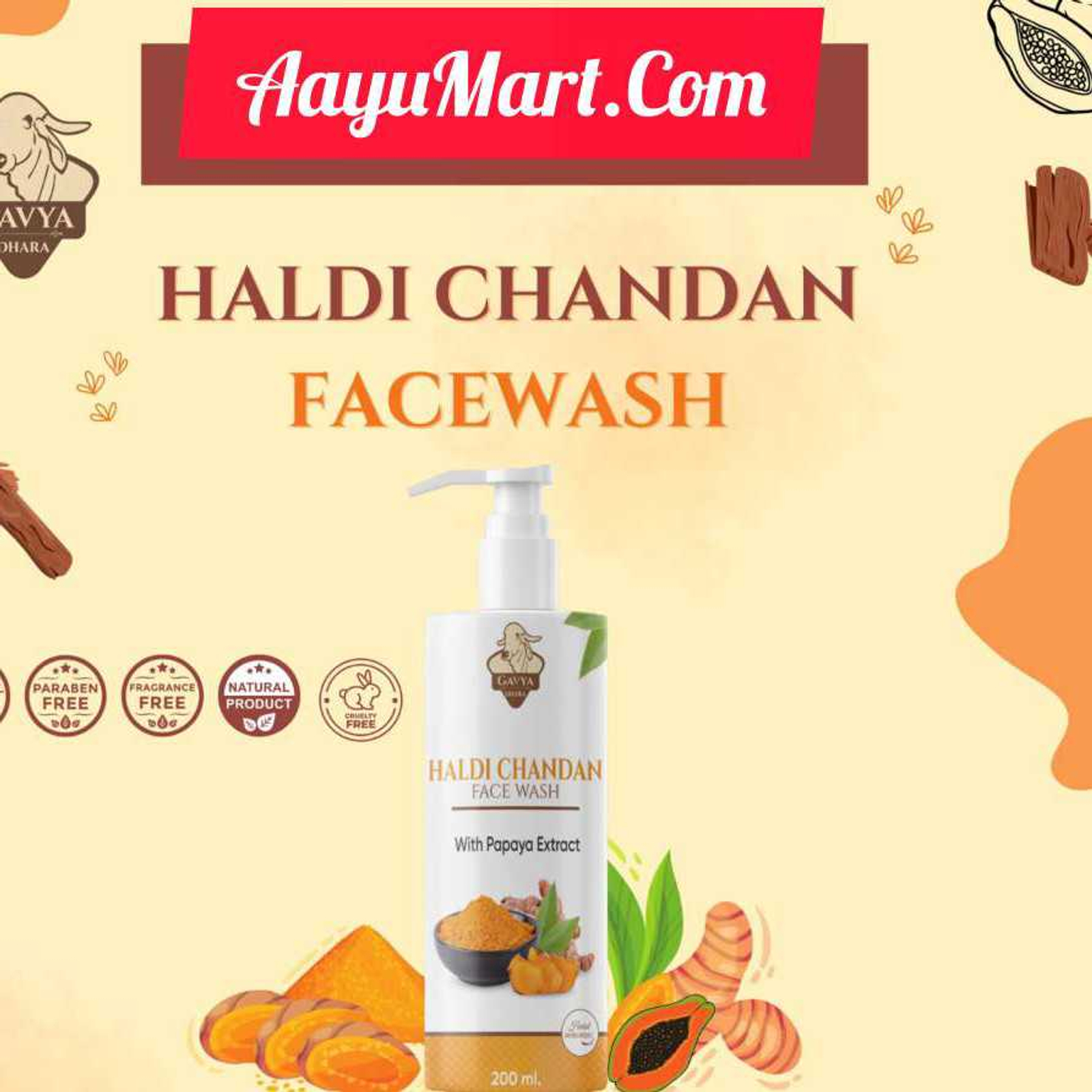 GAVYADHARA HALDI CHANDAN FACEWASH हल्दी चन्दन फेसवॉश - 200ml