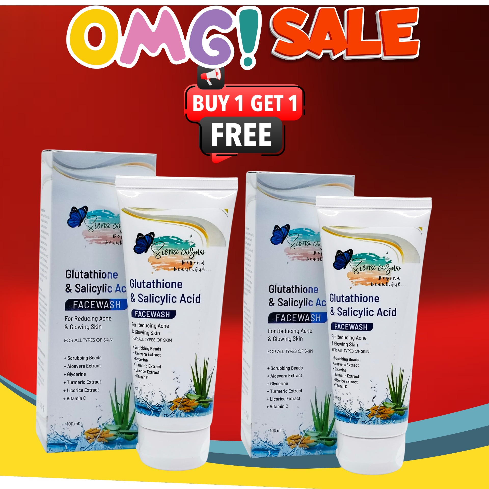 SIERRA COSMO GLUTATHIONE FACE WASH ( BUY 1 GET 1 )