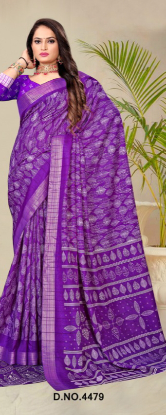 Beautiful Slub Silk Saree - Electric Violet