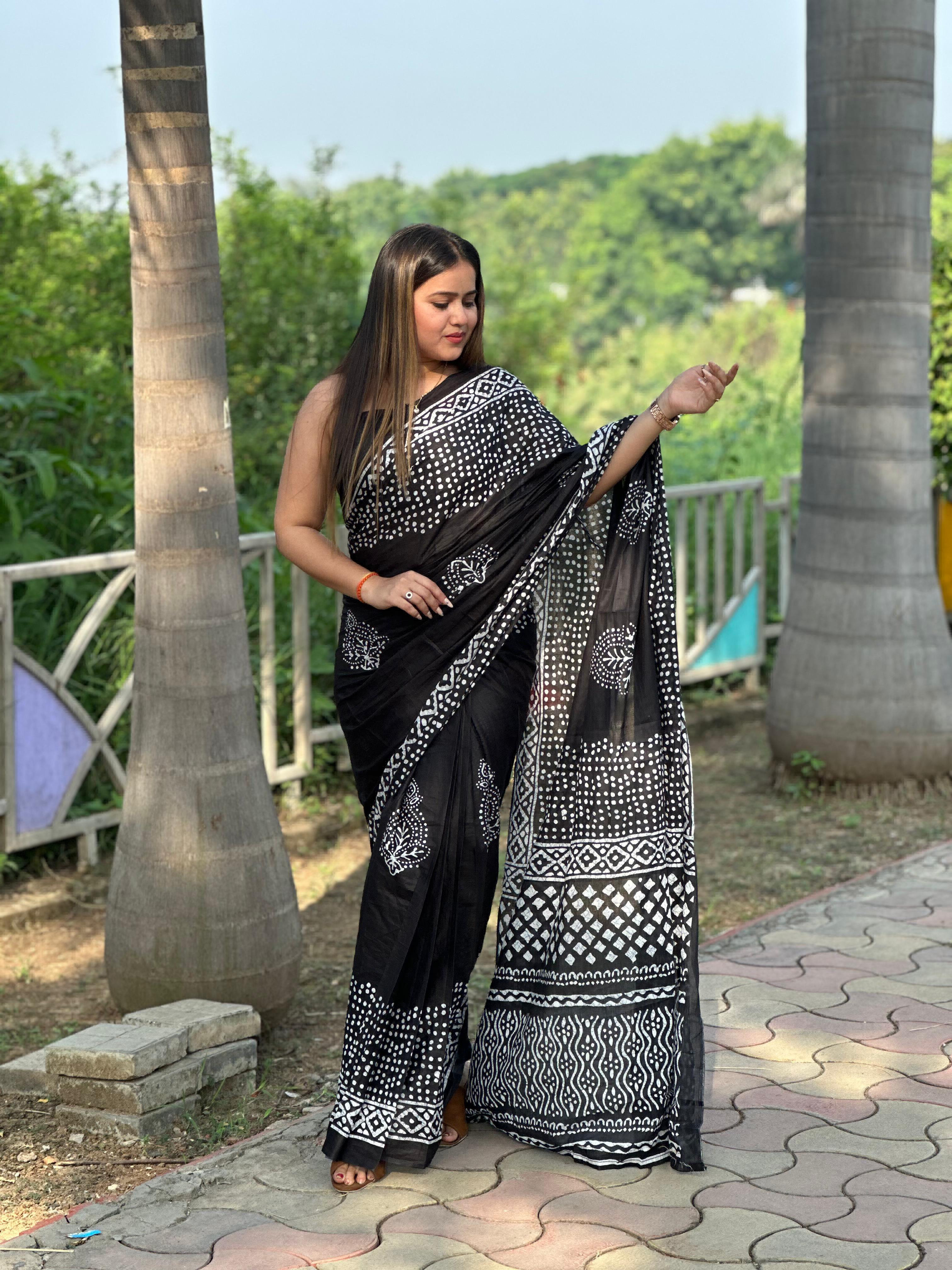 Beautiful Cotton Saree  - Black