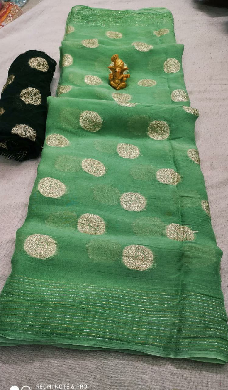 Beautiful Georgette Zari Worl Saree - Green