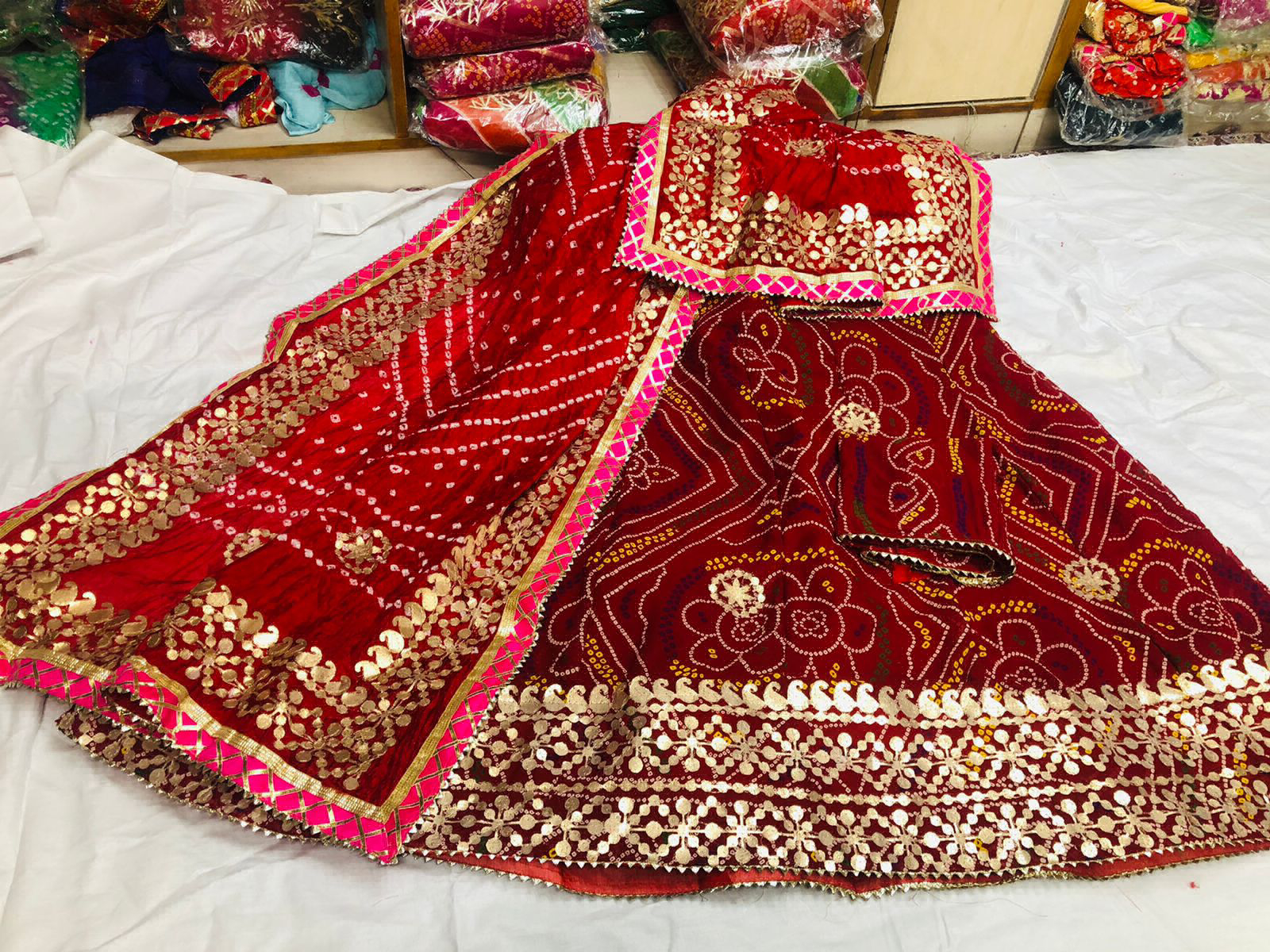 Beautiful Bhandej Lehanga Chunni Collection  - maharoon