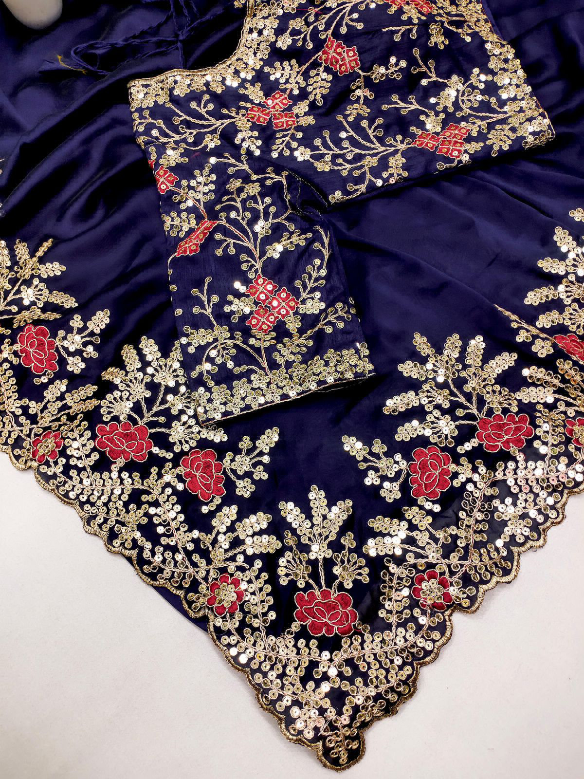 Beautiful Embroidery Work Saree