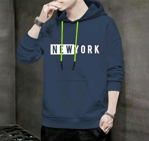 New York Print Hodded  - Blue, L