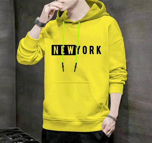 New York Print Hodded  - Yellow, L