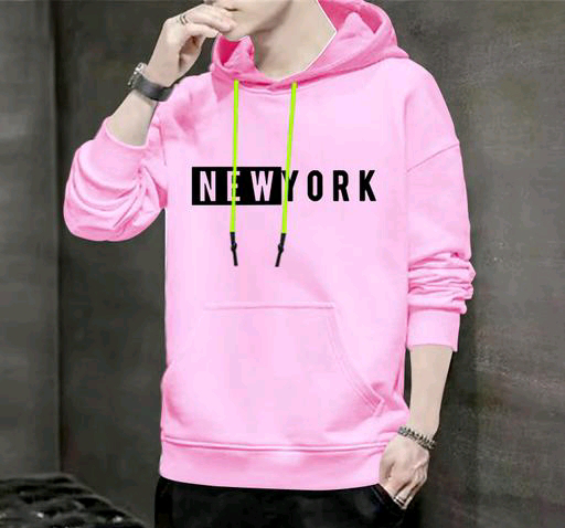 New York Print Hodded  - pink, XL