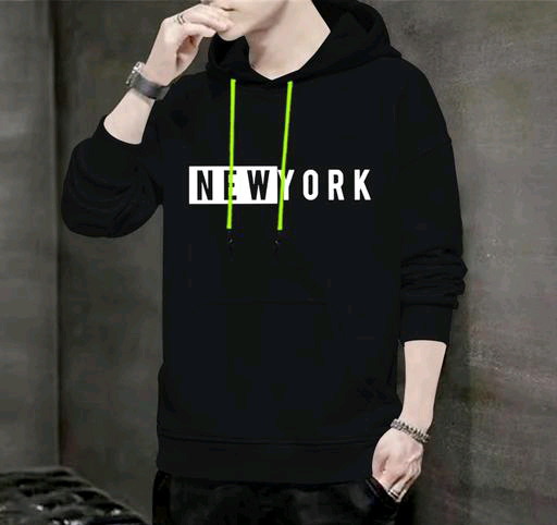 New York Print Hodded  - Black, XL