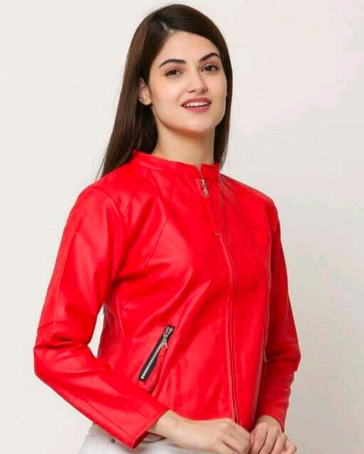 Girls Leather Jacket  - Red, S