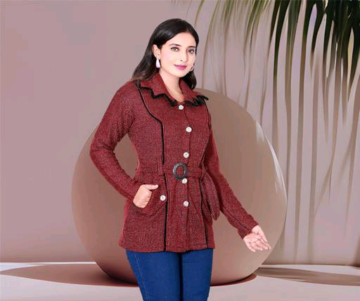 Women Cardigan  - Free, Brick Red