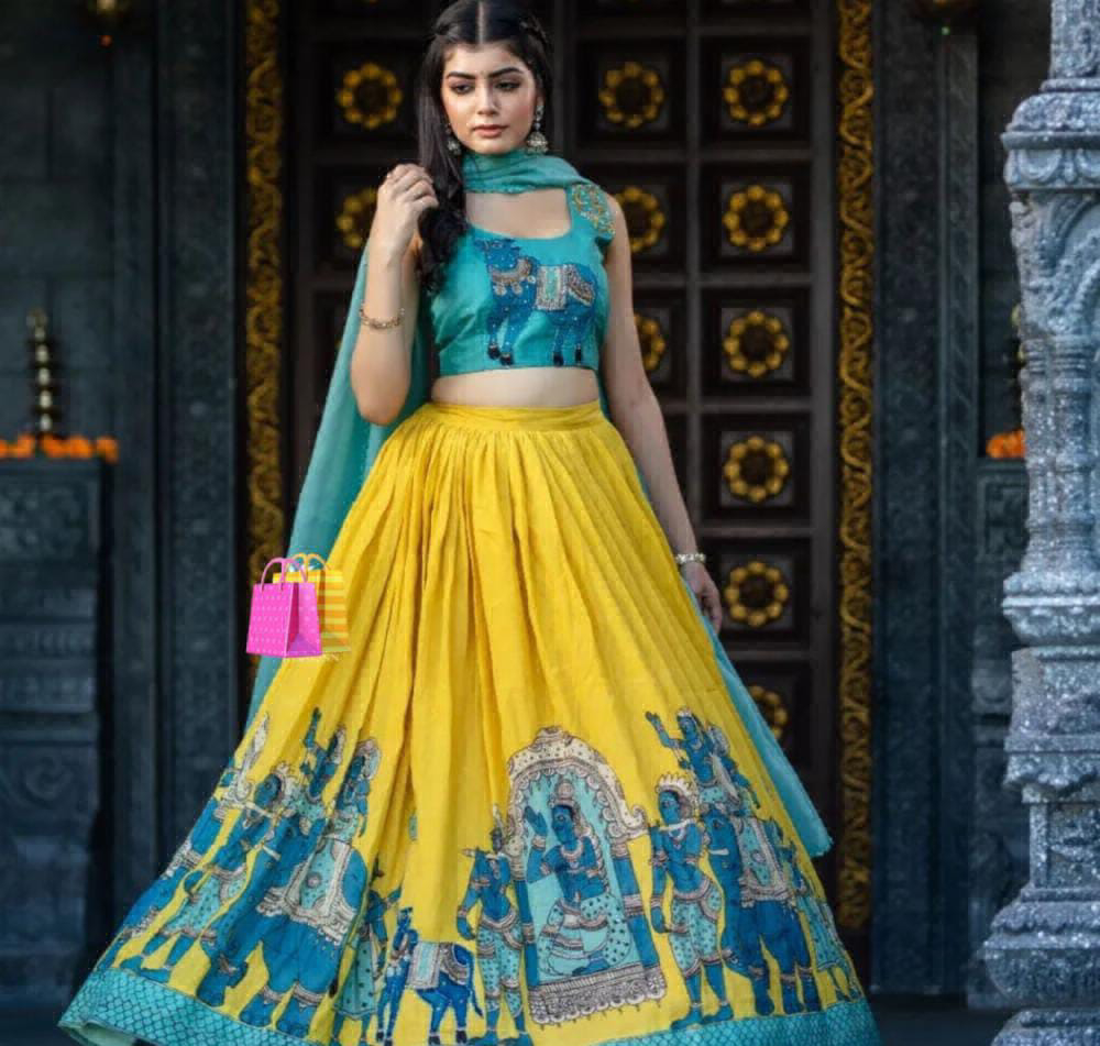 Kamlakari Lehanga Chunni Collection  - xxl, aqua blue