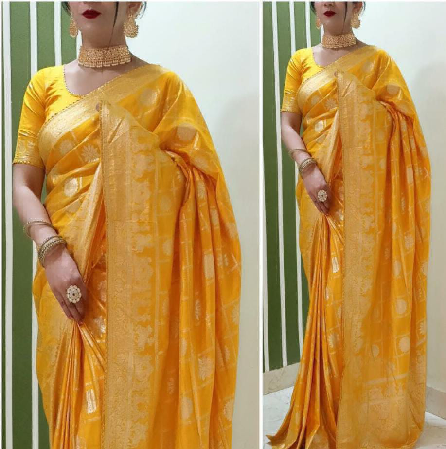 Dola Silk Saree  - Yellow