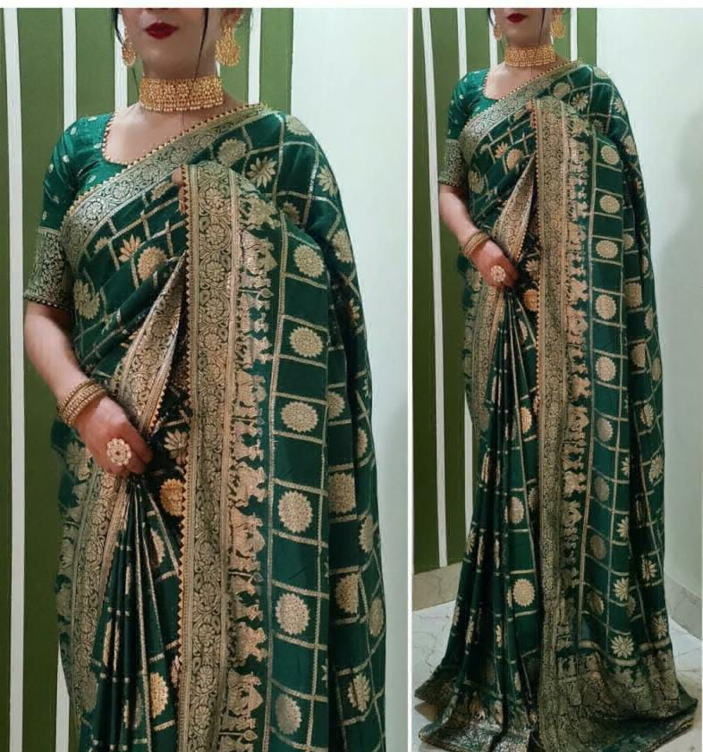 Dola Silk Saree  - Green