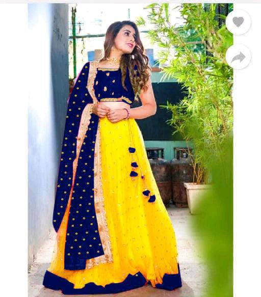 Haldi Function Special Lehanga Chunni Collection  - Free Size Up To 42, Navy Blue