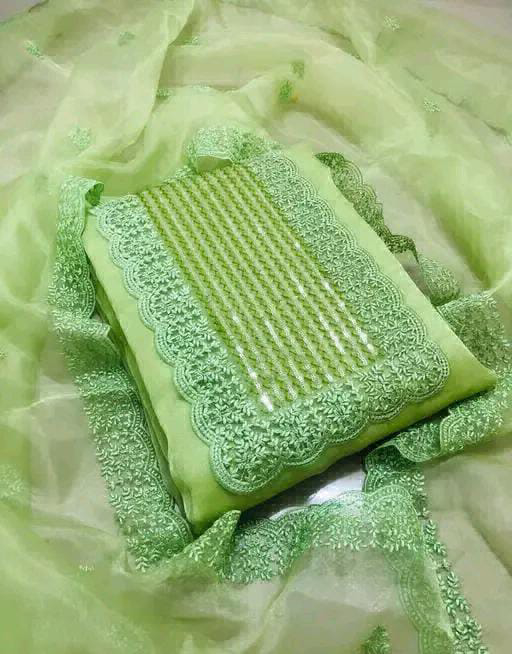 Embroidery Work Order Dress Material  - Green