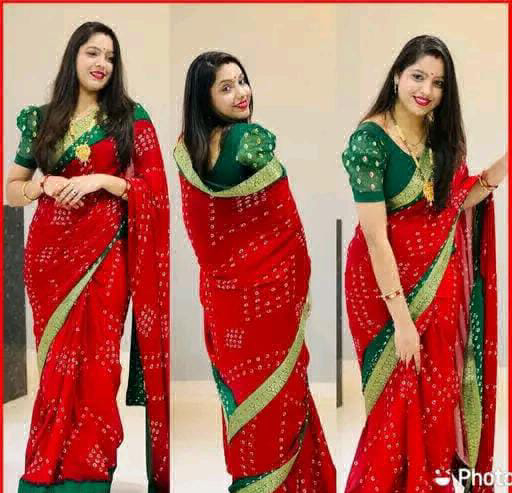 Bhandani Print Saree - Red