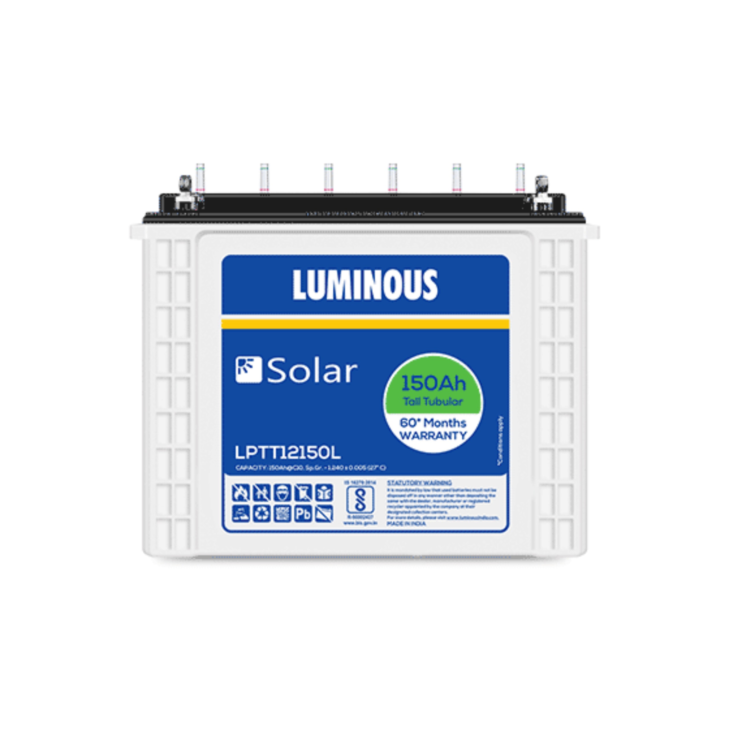 Luminous LPTT12150L 150 Ah C10 Solar Battery - 3 Years Warranty